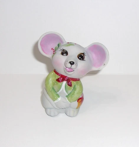 Fenton Glass Grey Marble Christmas Gift Mouse Figurine NFGS Ltd Ed F Burton
