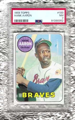 1969 Topps PSA 7 NM Hank Aaron # 100 Atlanta Braves   NEAR MINT    NEWLY GRADED