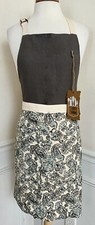 NWT Envogue Gray White Blue Damask Full Chef Apron 100 Cotton India OS