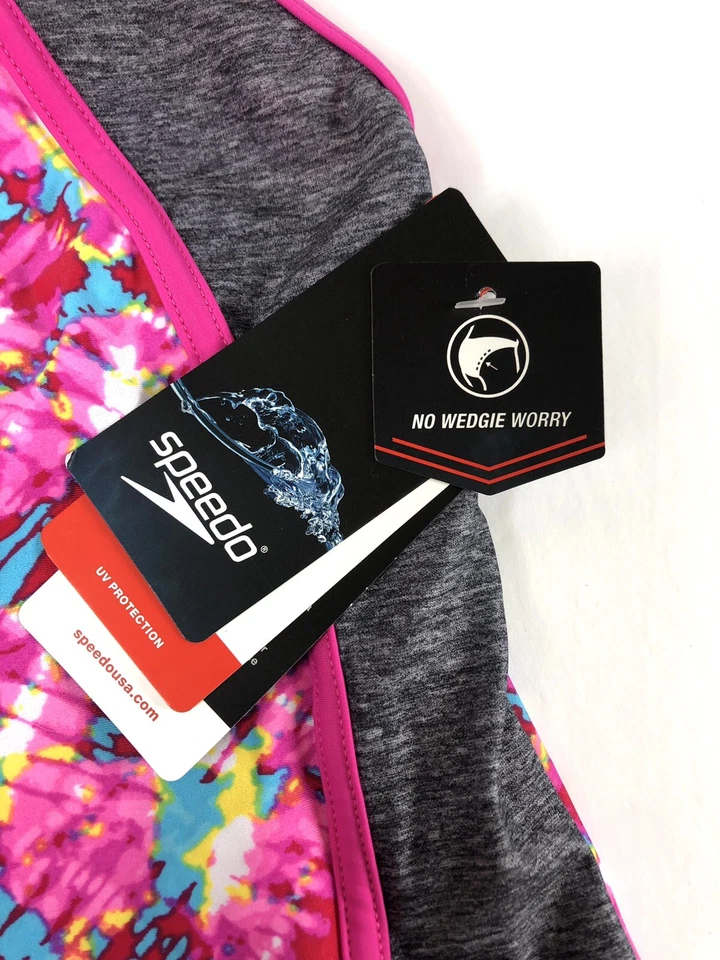 Speedo, Juego Tankini Dos Piezas Niña, Tie Dye Rosa, Talla 12 Foto 3 de 4