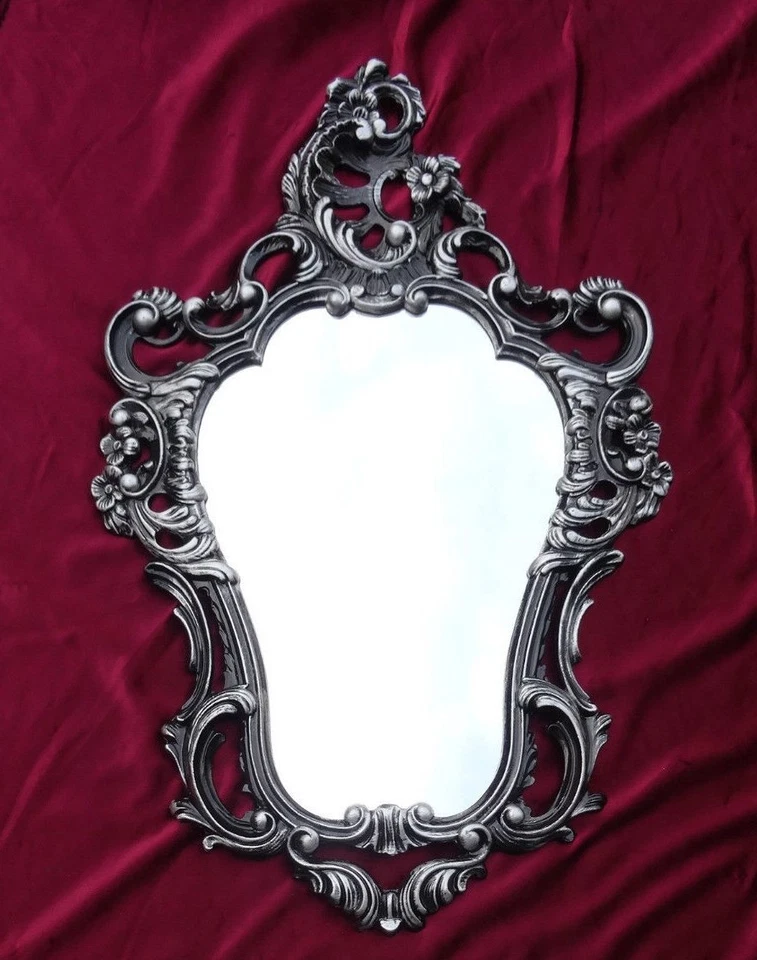 Baroque Mirror Wall Mirror Repro Antique Baroque IN Black Silver Dualcolor 50X76 - Image 4 of 4