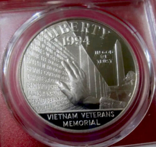 1994 VIETNAM MEMORIAL Silver Dollar PCGS PR70💥FLAWLESS QUALITY💥 - Picture 3 of 4
