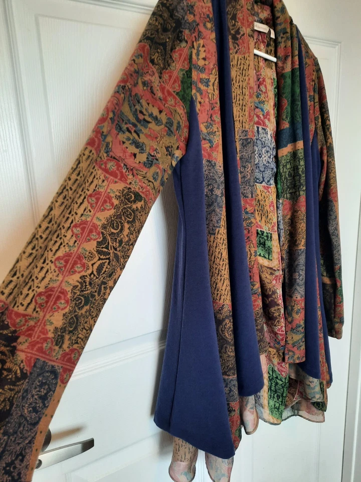 Cárdigan Kimono Soft Surroundings Drapeado Mediano Patchwork Artístico Foto 4 de 4