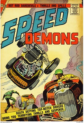 VINTAGE REPRODUCTION RACING POSTER SPEED DEMONS HOT ROD RACERS | eBay