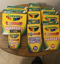 Crayola Lot of 9 Boxes - Crayons - Markers - Colored Pencils  - Brand New!