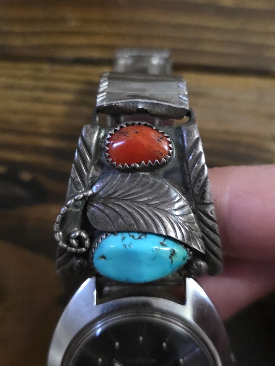 Vintage Westclox Men's Watch Navajo Sterling Silver Turquoise