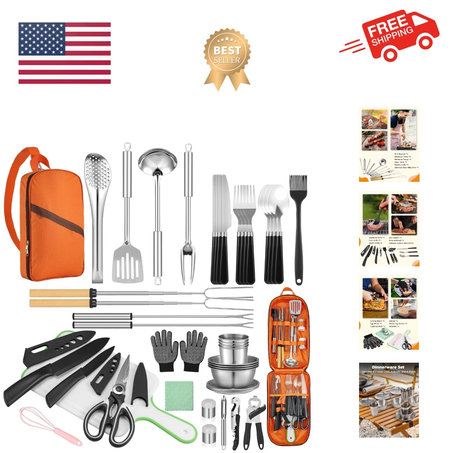 Camping Cooking Set - Camping Utensil Set Car Camping Cooking Essentials Gear...