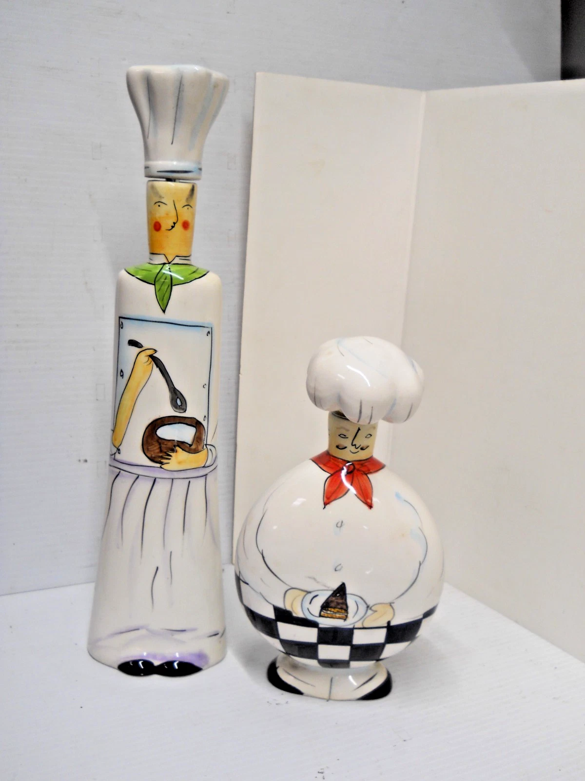 French Italian Baker Chef Ceramic Oil & Vinegar Cruets Bistro Cafe Decor
Opens in a new window or ta