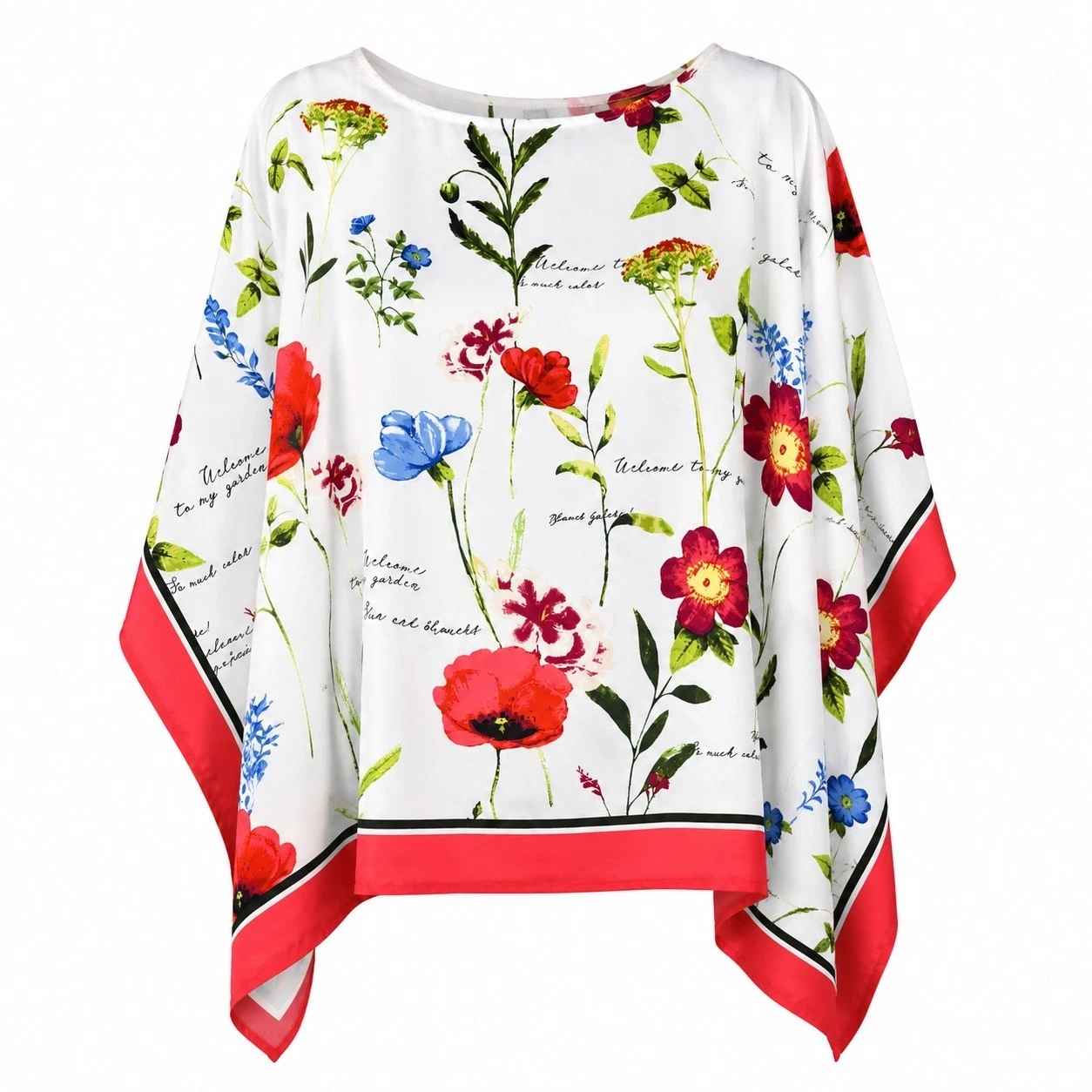 Chicos Poncho Top Women L/XL White Red Floral Satin Kimono Kaftan Oversized
Opens in a new window or