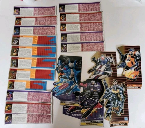 Transformers G1 Pretenders Original Tech Specs Card Lot Jazz Bugly Bomb Burst
