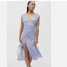 Urban Outfiters Zina Wrap Midi Dress Blue size S
