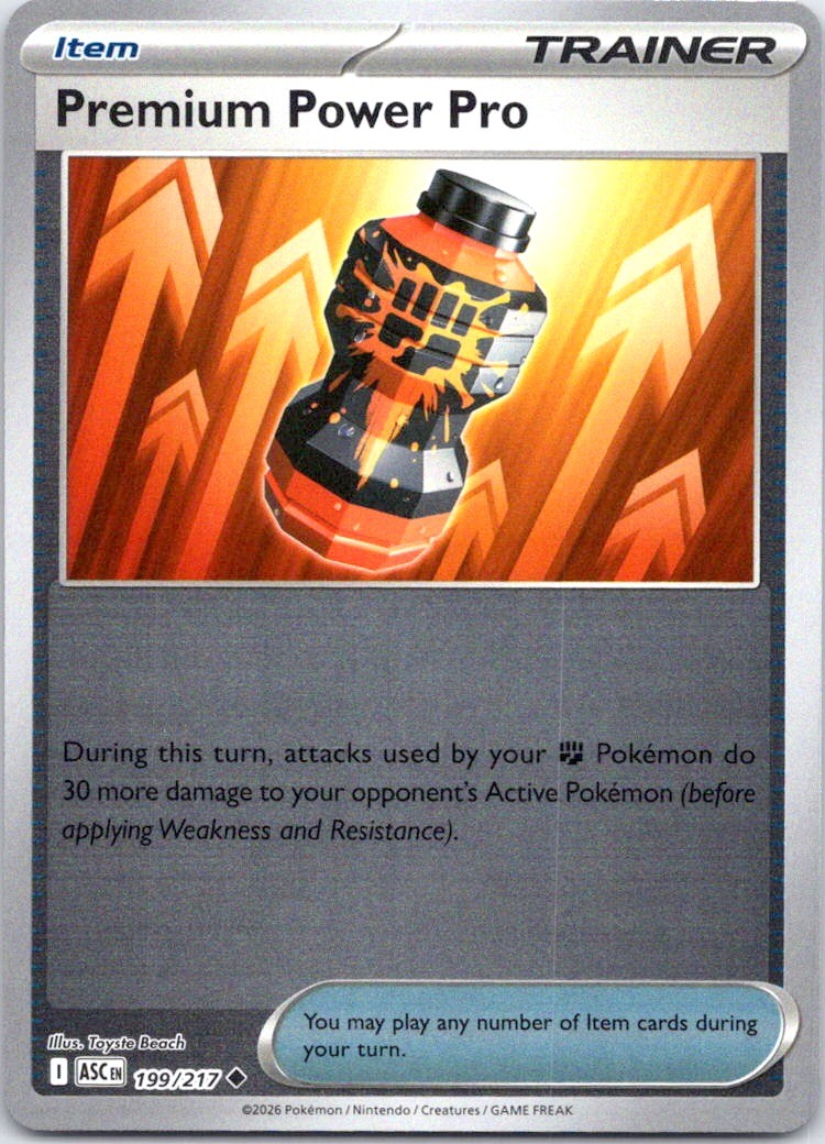 PREMIUM POWER PRO 199/217 UNCOMMON ME: ASCENDED HEROES POKEMON LP REVERSE HOLO