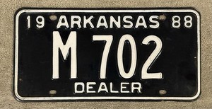 Old Garage Find Vintage 1988 Arkansa Dealer Automobile License Plate M 702