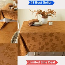 Damask Tablecloth 60 x 120 Inch Rectangular Fall Harvest Thanksgiving Amber