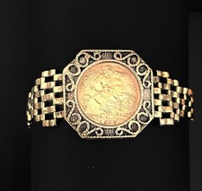 Vintage Gold 1913 George V Half-Sovereign Mounted Bracelet - Hallmarked Mount