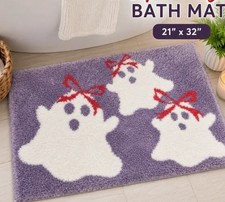 Riviera Home Halloween Ghost Trio Lavender Soft Bath Rug Mat 21" x 32"