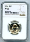 1964 25C WASHINGTON SILVER PROOF QUARTER DOLLAR - NGC PF64 COIN