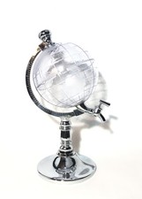 Globe Decanter Dispenser-13” Chrome W/ Plastic. Whiskey Wine Alcohol. Bar Decor.