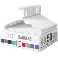 Plastic Hangers 50 Pack White - Clothes Hangers - Makes The Perfect Coat Hang...