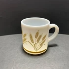 Hazel Atlas Milk Glass Mug Golden Harvest Wheat Pattern Vintage D-Handle
