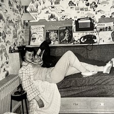 Vintage B&W Snapshot Photograph Beautiful Young Women Teen Girls Cuddling