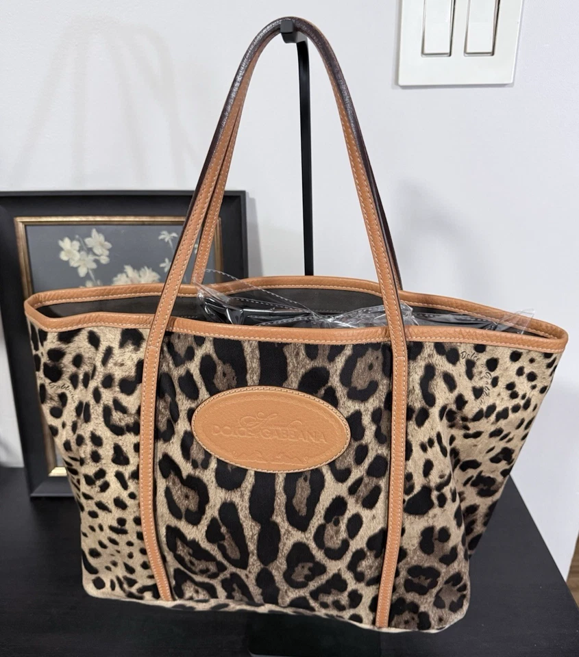 Bolso de Hombro Dolce & Gabbana Mujer Estampado de Leopardo Cuero Naranja Marrón Foto 2 de 4