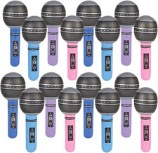 Inflatable Microphones, 24 Piece Set, Pretend Play Microphone Inflates, Durable