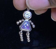 Pendant 925 Sterling Silver Birthstone Child Charm Purple Lavender Girl