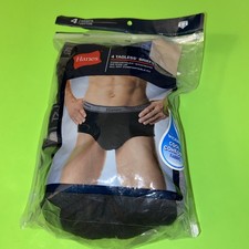 HANES MENS  4 PACK BLACK, GREY COTTON BLEND BRIEFS / Large / 34