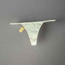 Vintage Aerie Cream V-String Thong Cotton Stretch Minimalist Panty Large Nwt