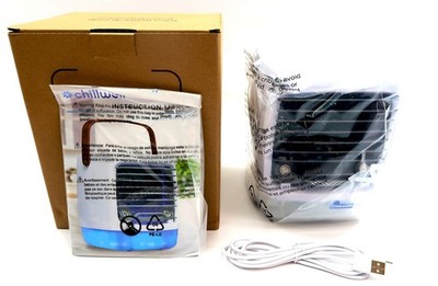 New CHILLWELL Deluxe Portable Air Cooler Fan USB Rechargeable with Light 18009