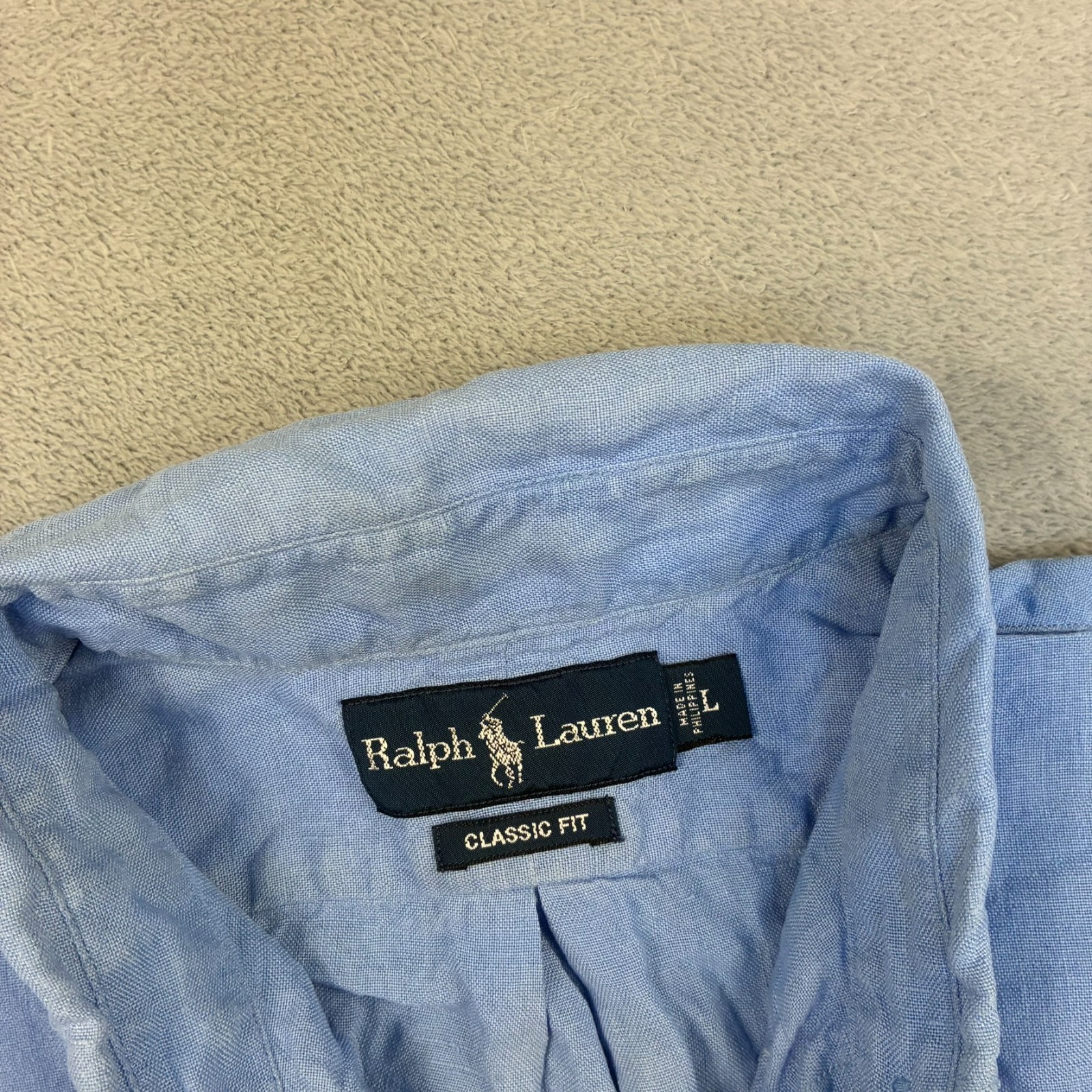 VTG Ralph Lauren Light Blue Size Large Short Sleeve Button Down Shirt image 3