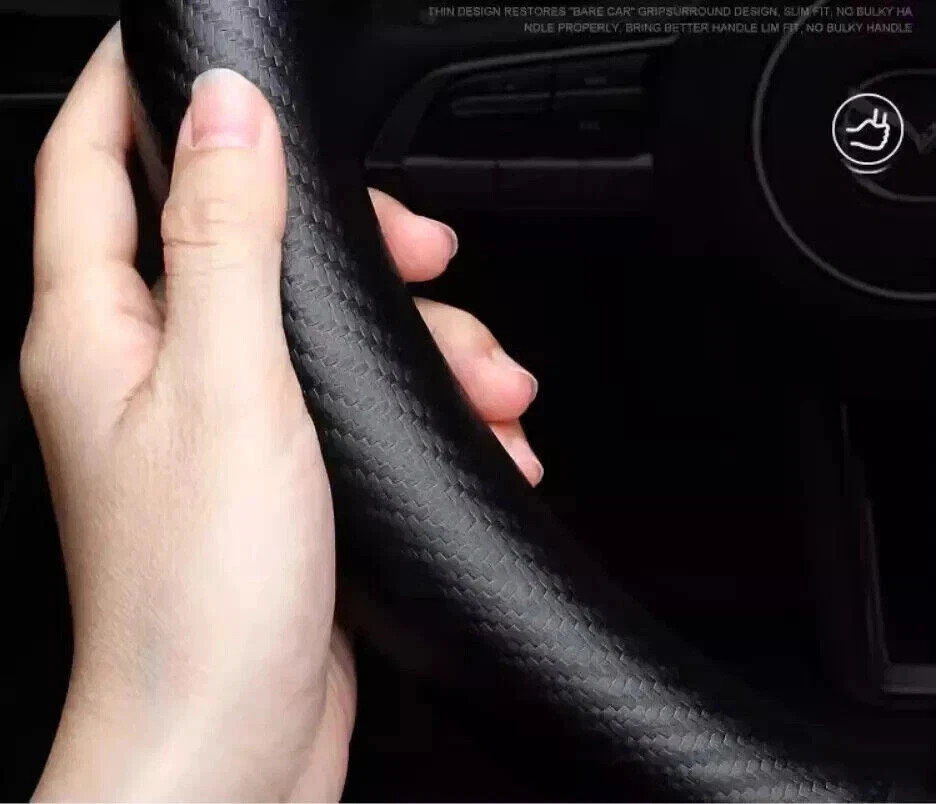 15"38 leather+carbon fiber Steering Wheel Cover For Smart All models - Image 2 of 4