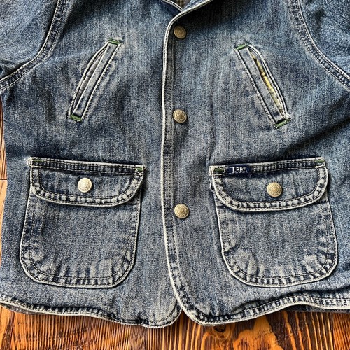 Vintage 90s Lee Denim Chore Jacket Kids Youth Small Flannel Lined Jean Coat - Picture 6 of 10