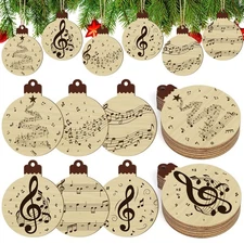 36Pcs Wooden Christmas Musical Notes Ornament for Christmas Tree Decoration T...