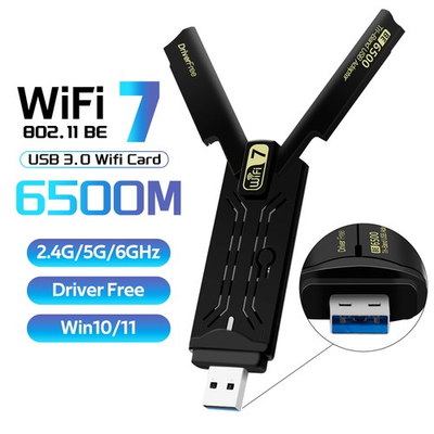 #ad BE6500 USB 3.0 WiFi 7 Tri band 6500Mbps 802.11be WiFi Dongle Network Adapter $29.00
