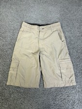 Burnside Shorts Boys 14/16 Beige Cargo Twill Pockets Inseam 10 In Flat Front Zip
