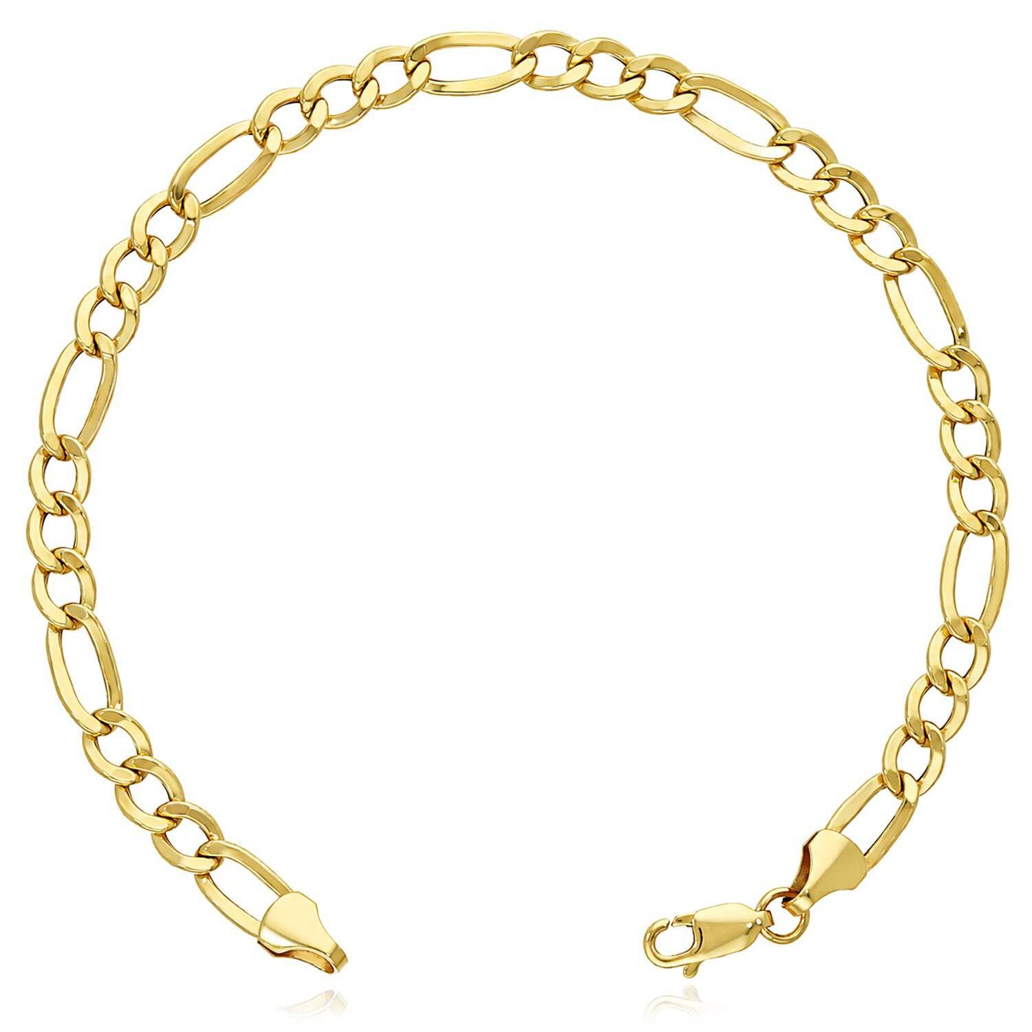 Tobillera Figaro de 5 mm llena de oro amarillo de 10 quilates (hueca) 10"