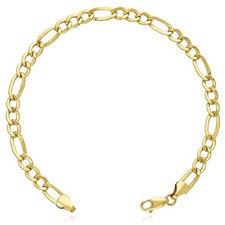 10K Yellow Gold-Filled 5mm Figaro Link Anklet (Hollow) 10"