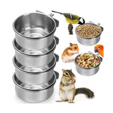 Okllen 4 Pack Bird Feeding Dish Cups, Detachable Stainless Steel Bird Food Bo...