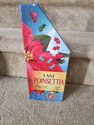 I Am Poinsettia 350  Piece Floral Shaped Jigsaw Puzzle Madd Capp New