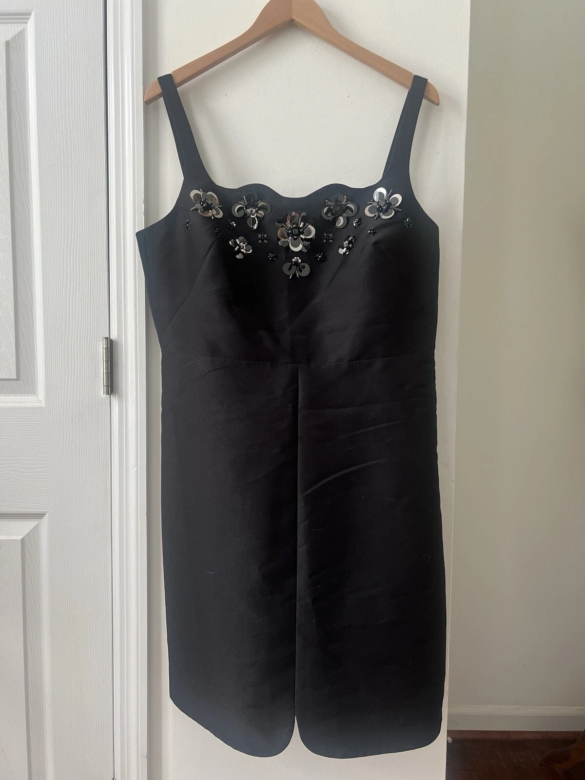 Abito da cocktail Kate Spade Main Line Deco Spade impreziosito NUOVO taglia 14 nero