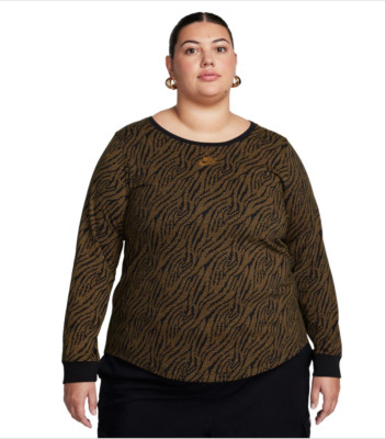 Nike Sportswear Essentials Long Sleeve Top Black Multi Plus Size 2X