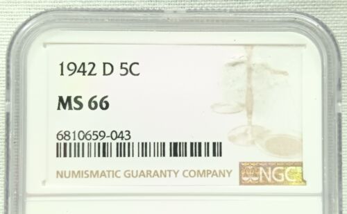 1942-D 5C Thomas Jefferson Nickel NGC MS66 Denver Mint Five Cent (I-19341) - Picture 3 of 8