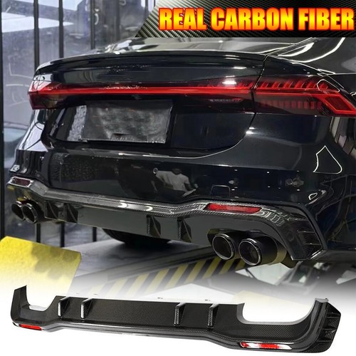For Audi A7 SLINE S7 2019-2021 REAL CARBON Rear Bumper Diffuser Lip Body kits - 第 1/15 張圖片