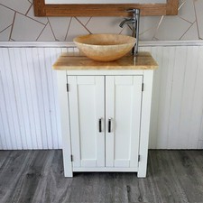 Cloakroom Bathroom Vanity Unit Off White Golden Onyx Stone Wash stand and Basin