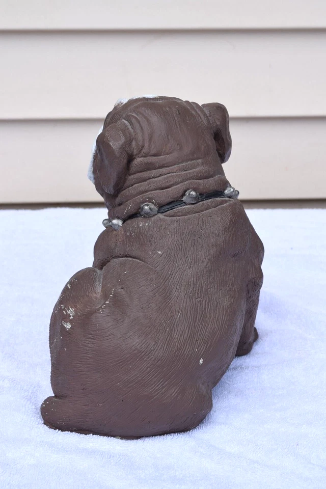 Estatua Bulldog de Hormigón/Cemento Mediados de Siglo Figura Decoración Patio Pintado a Mano De Colección Foto 3 de 4
