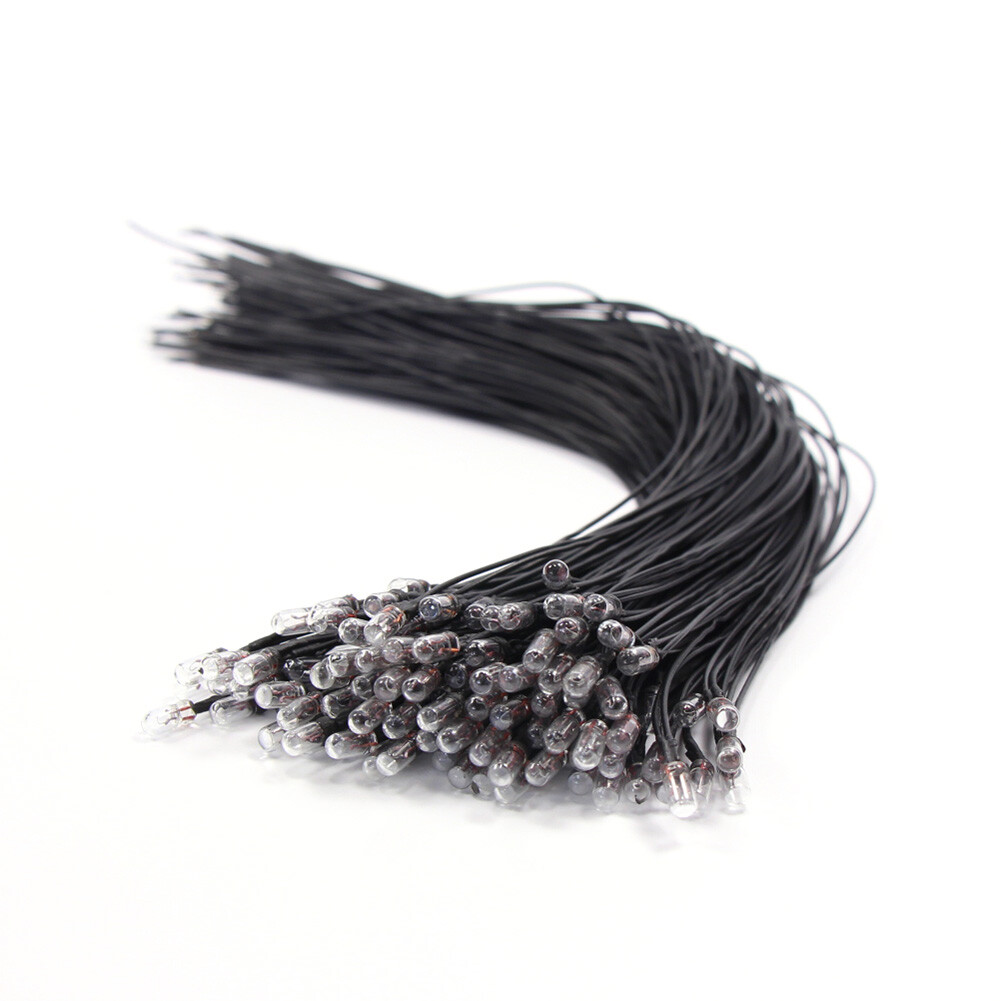 50pcs Pre-wired Grain of Wheat Clear 3mm 12V Mini Bulbs Warm White Light