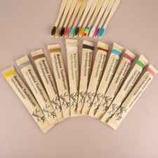 Bamboo Adult Toothbrush BPA Free Medium Bristles Eco Friendly Wooden Pack of 10