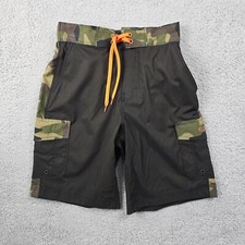 Wave Zone Camo Swim Trunks Mens SMALL Black Green Board Shorts ADULT Pockets NWT